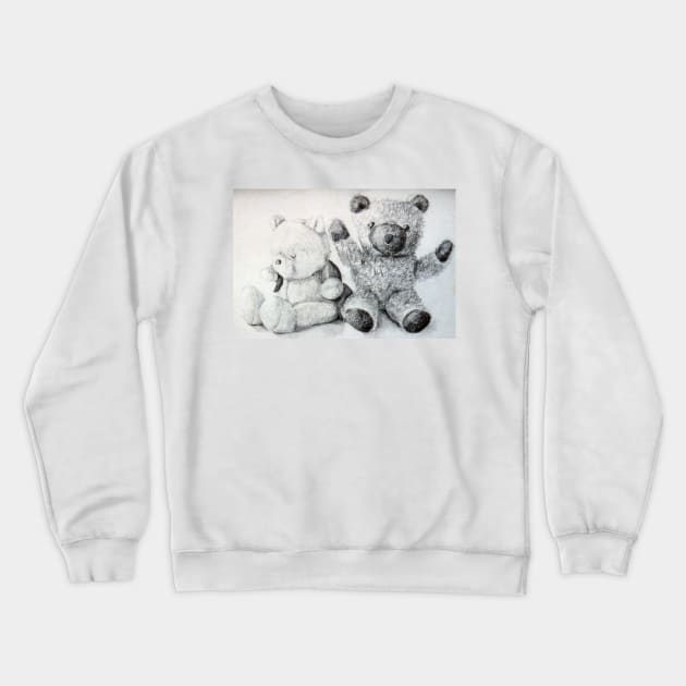 Teddy Bears - charcoal drawing by Avril Thomas Crewneck Sweatshirt by AvrilThomasart